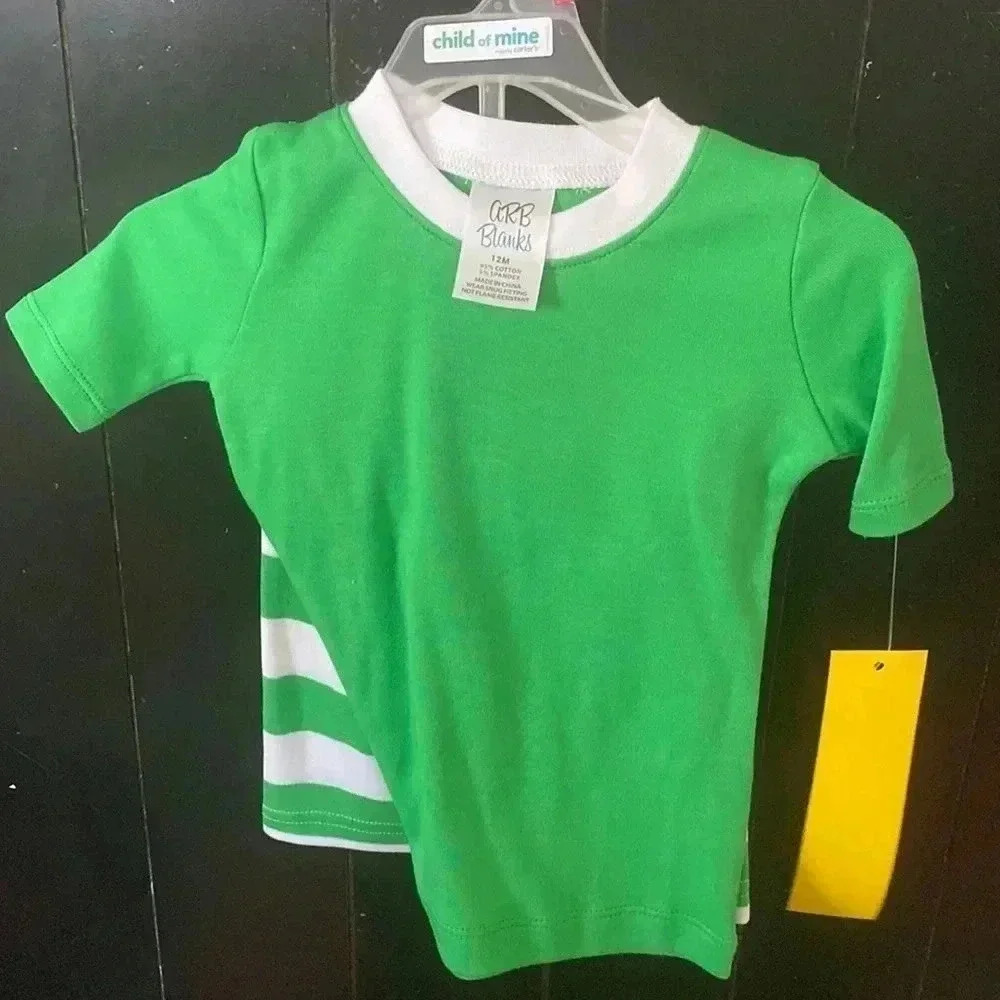 New with tags ARB blanks brand green strip pajamas set gender neutral 12 month